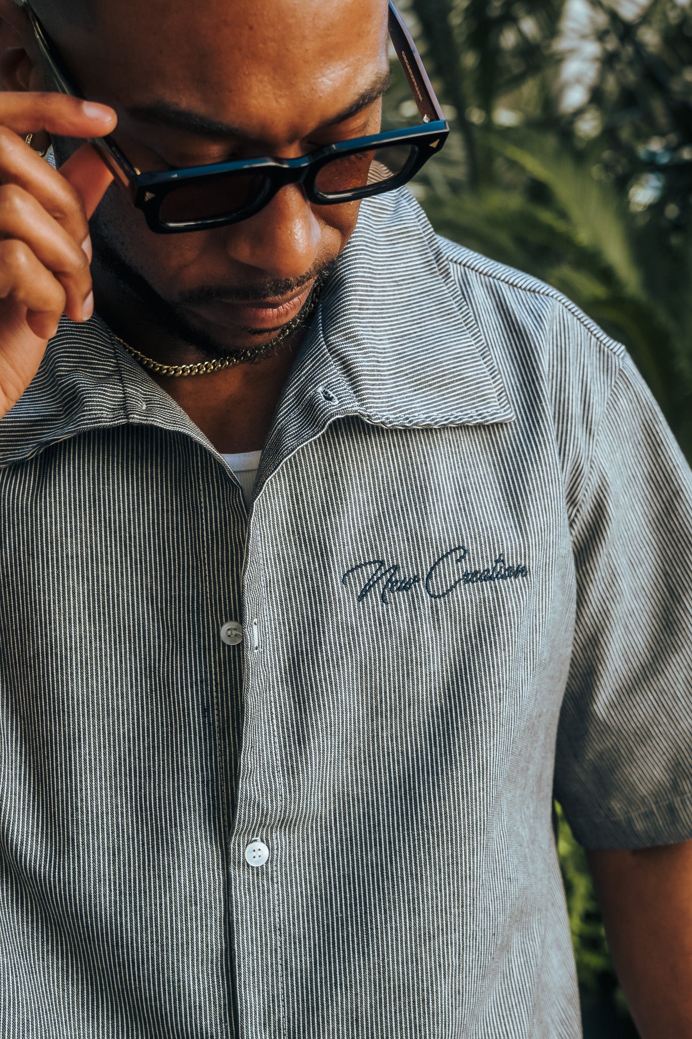 Grey Pinstripe Button Up