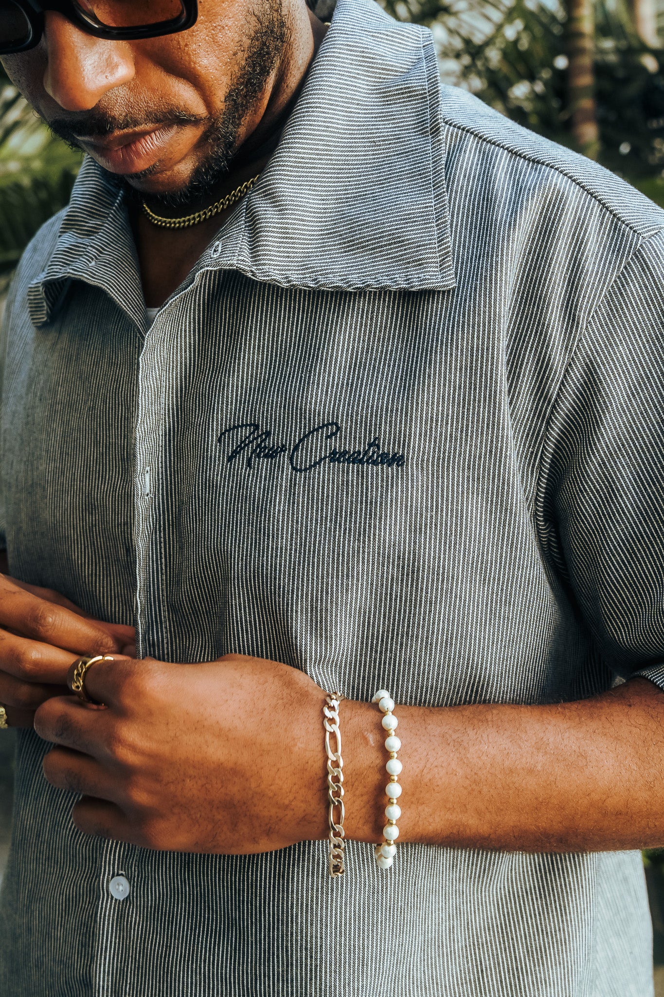 Grey Pinstripe Button Up