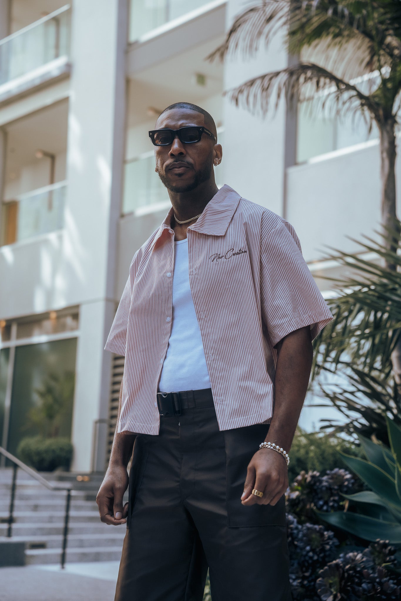 Red Pinstripe Button Up