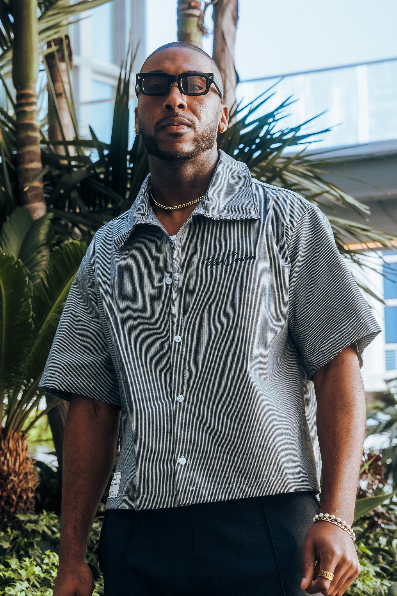 Grey Pinstripe Button Up
