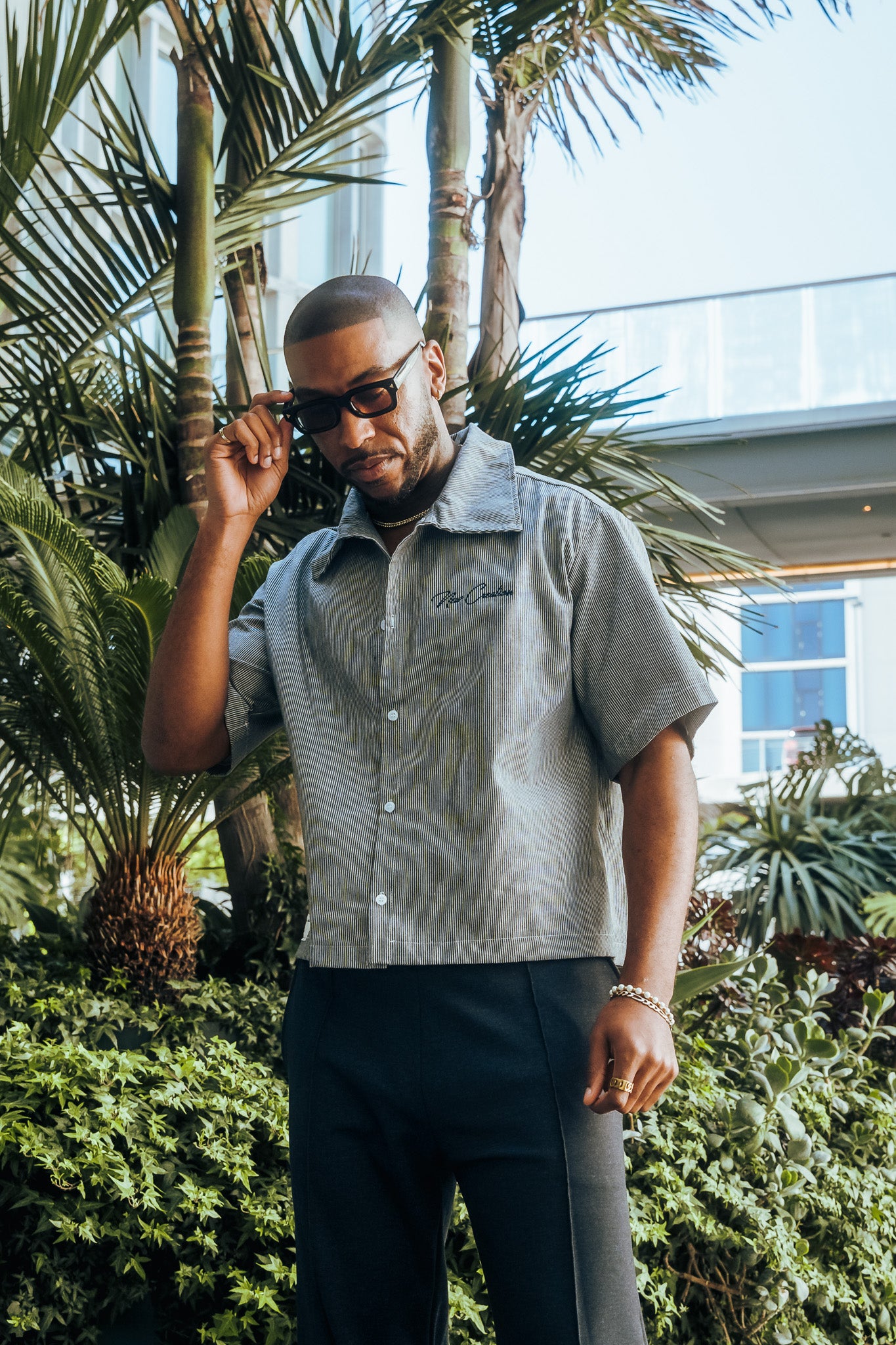 Grey Pinstripe Button Up