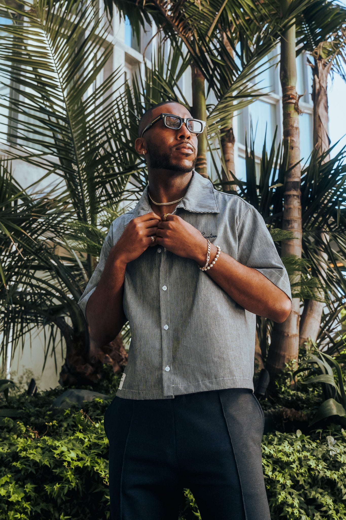 Grey Pinstripe Button Up
