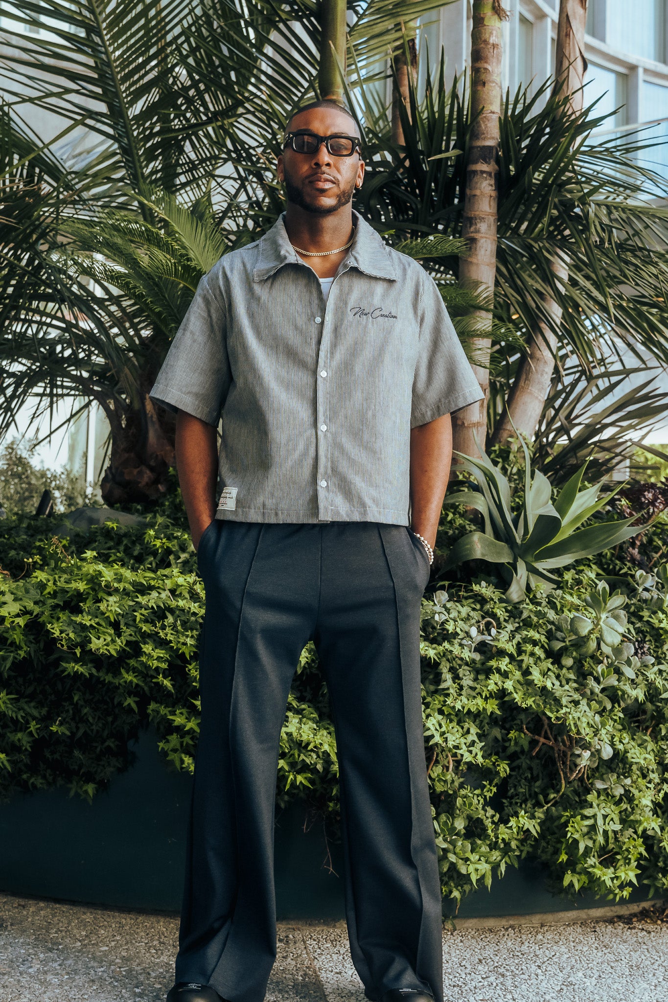 Grey Pinstripe Button Up