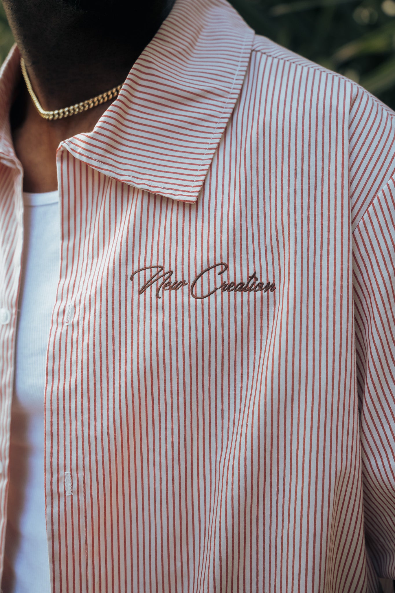 Red Pinstripe Button Up