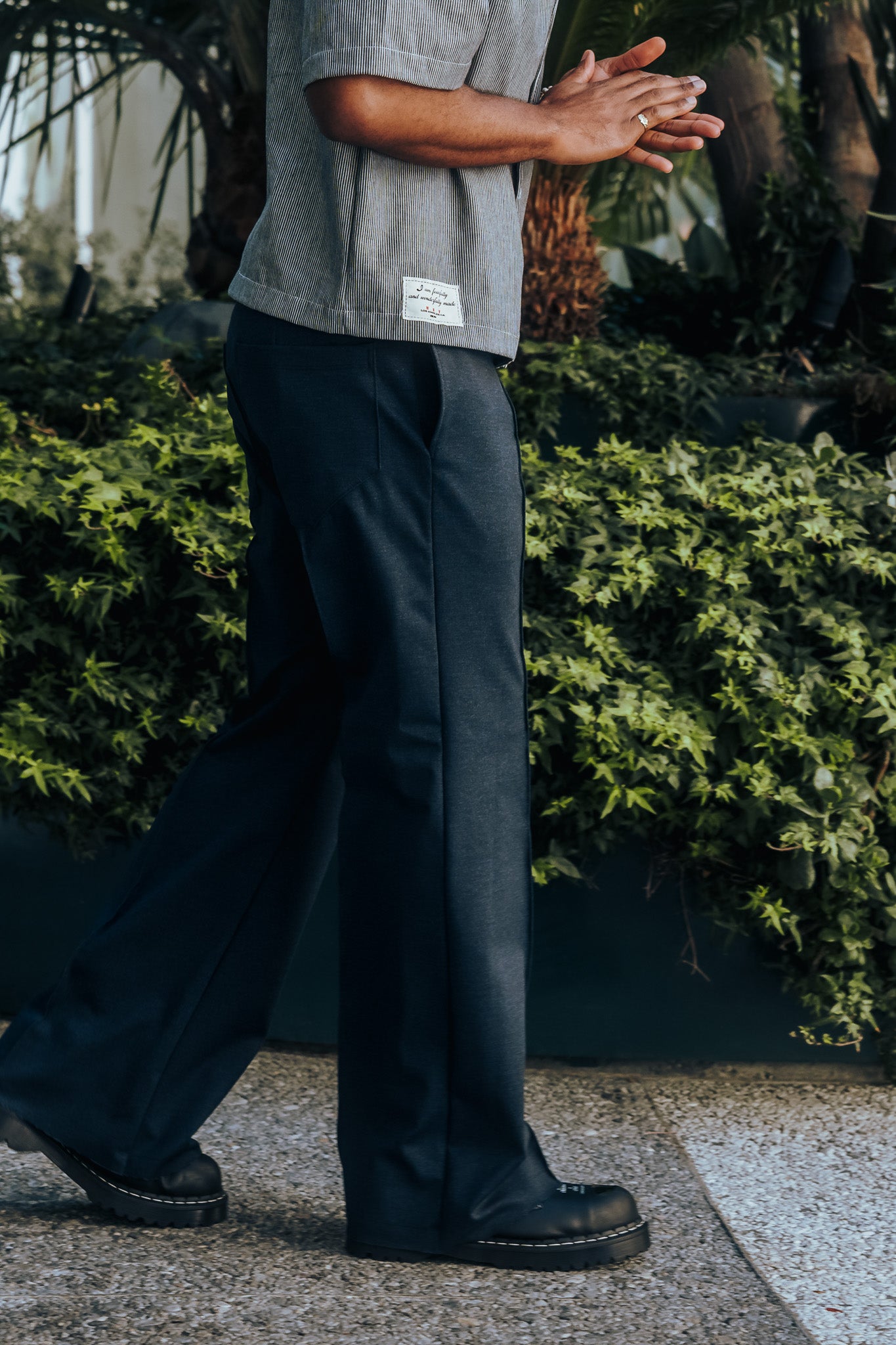 Navy- Heavy Flared Pants