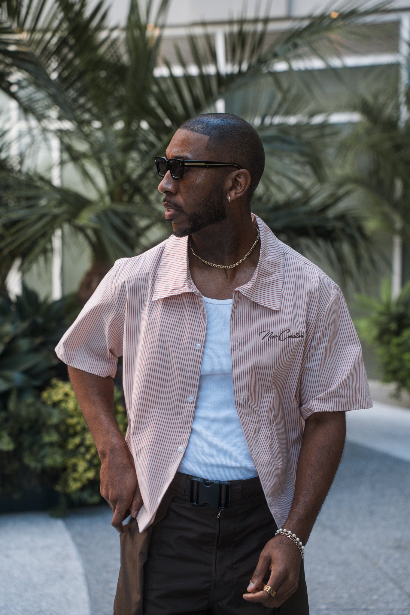Red Pinstripe Button Up