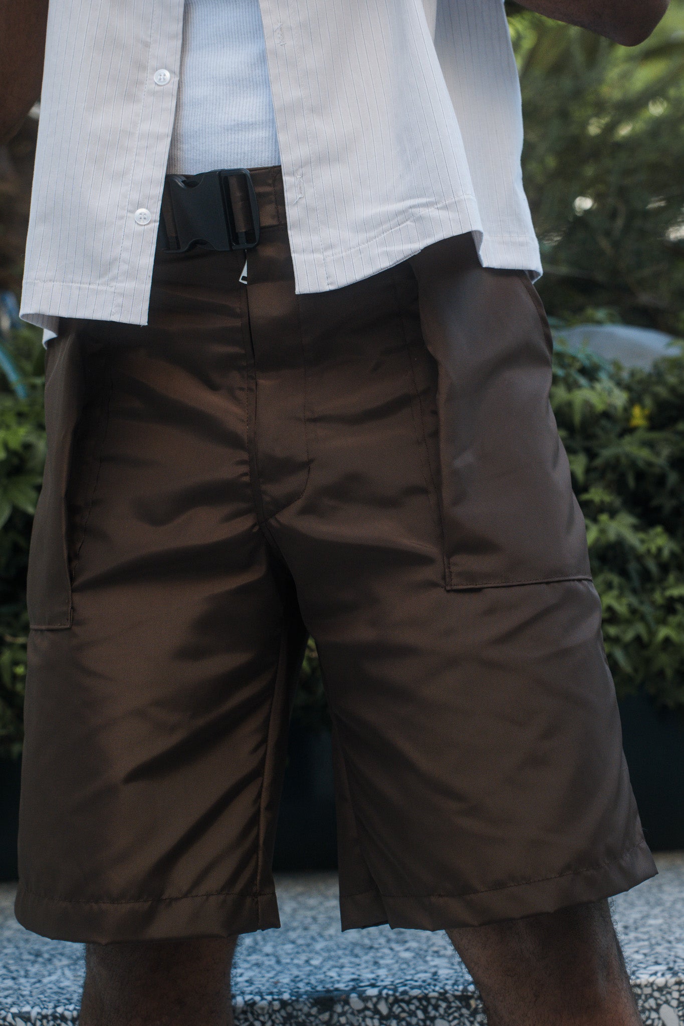Heavy Nylon Cargo Shorts - Brown