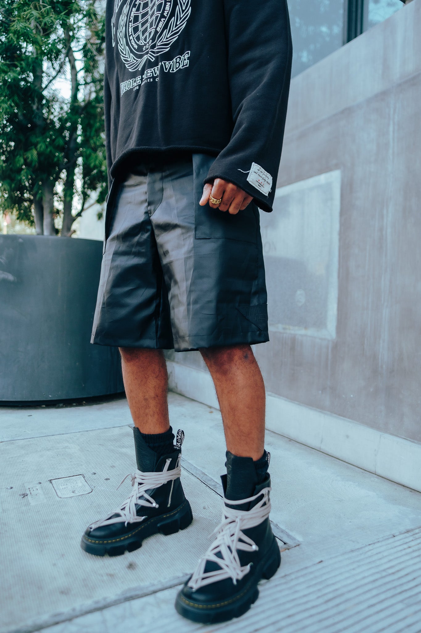 Heavy Nylon Cargo Shorts - Black