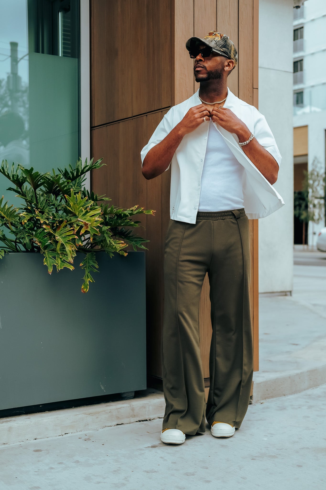 Olive- Heavy Flared Pants