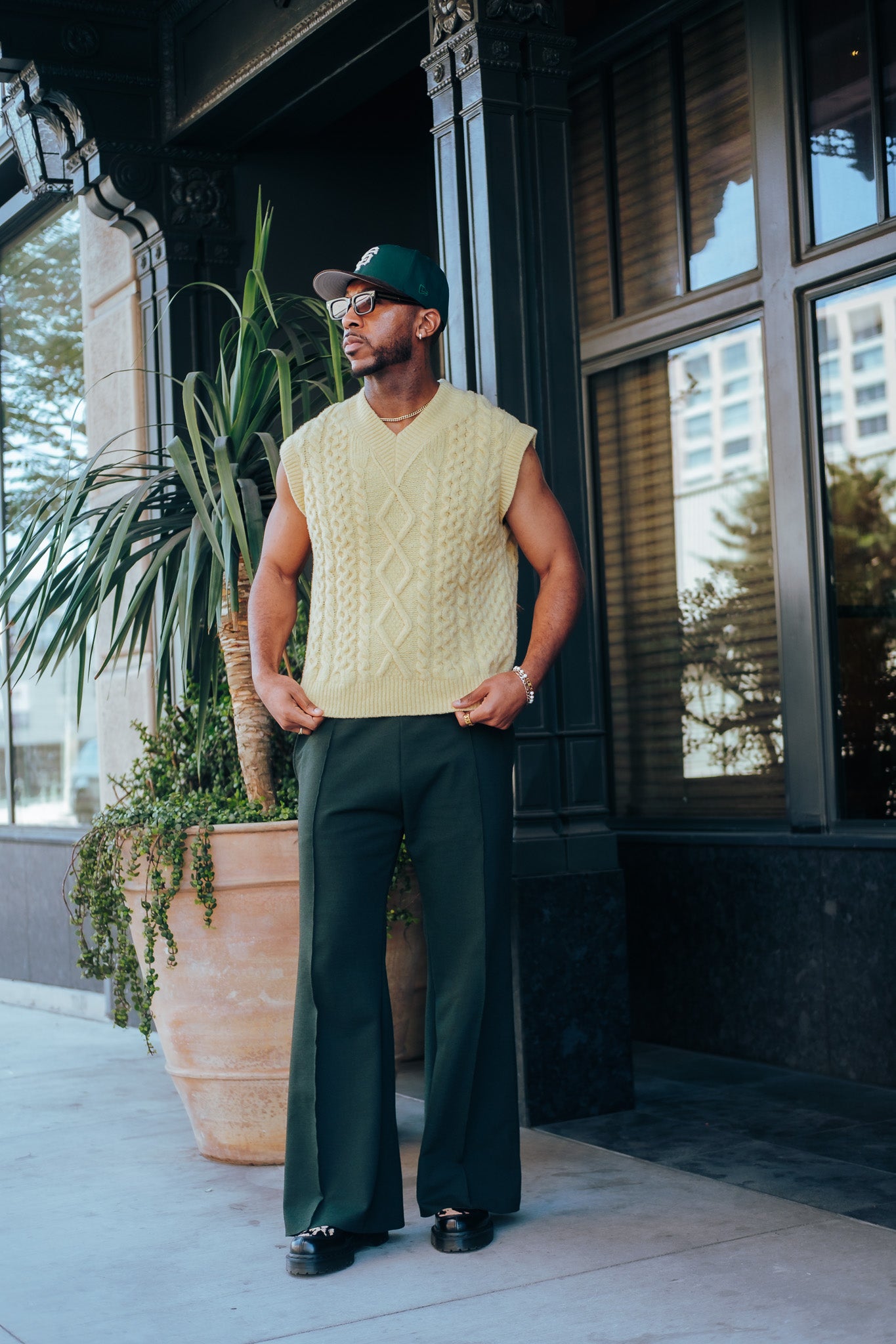 Hunter Green- Heavy Flared Pants