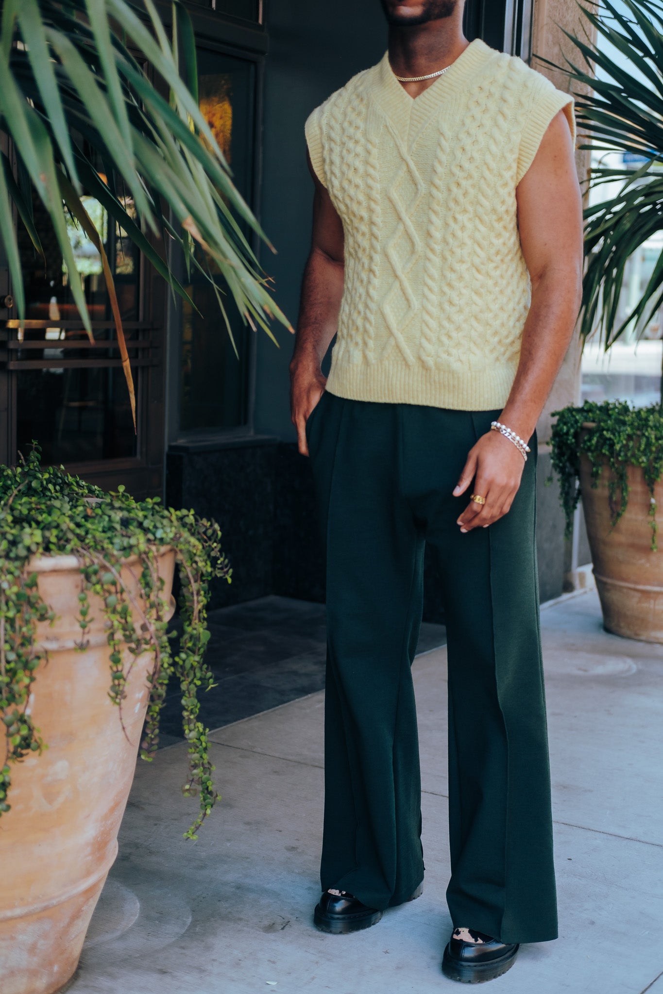 Hunter Green- Heavy Flared Pants