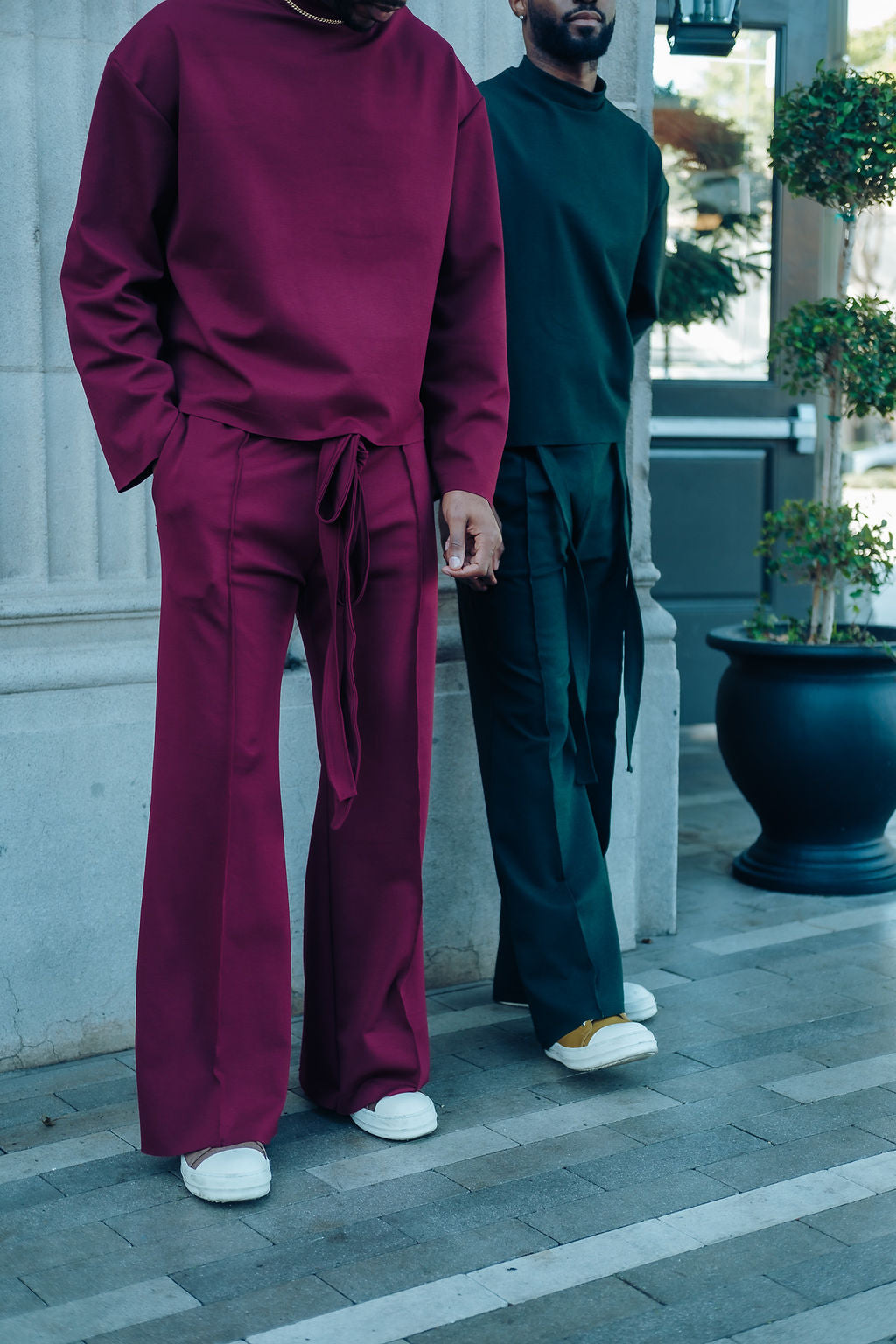 Bright Merlot- Heavy Flared Pants
