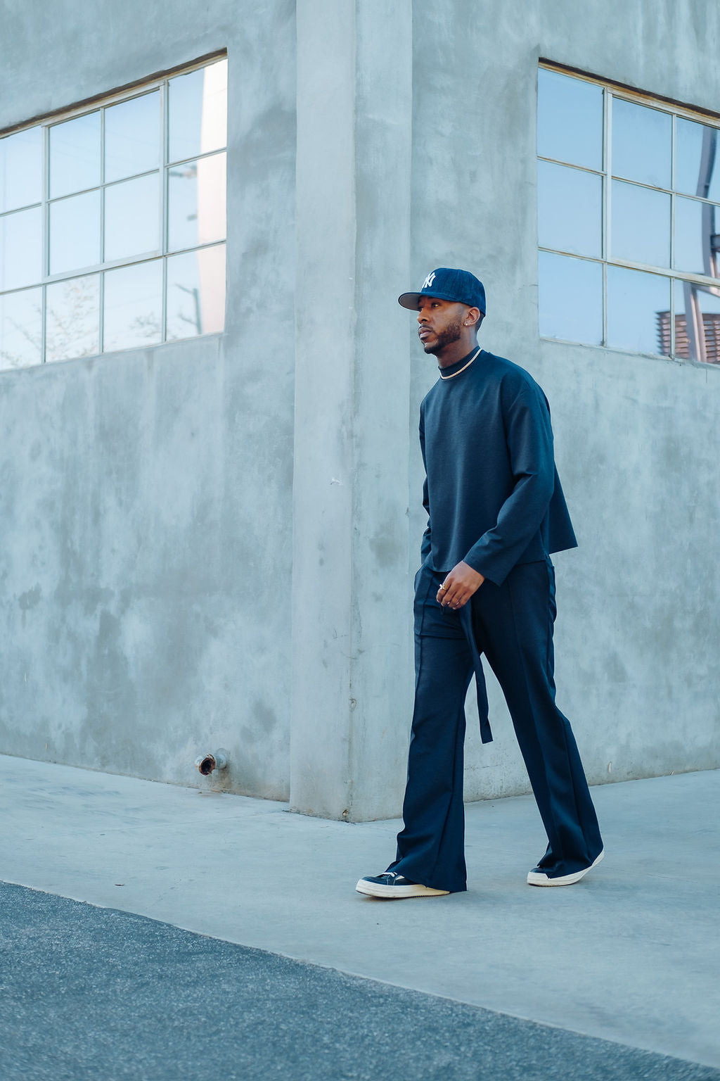 Navy- Heavy Flared Pants