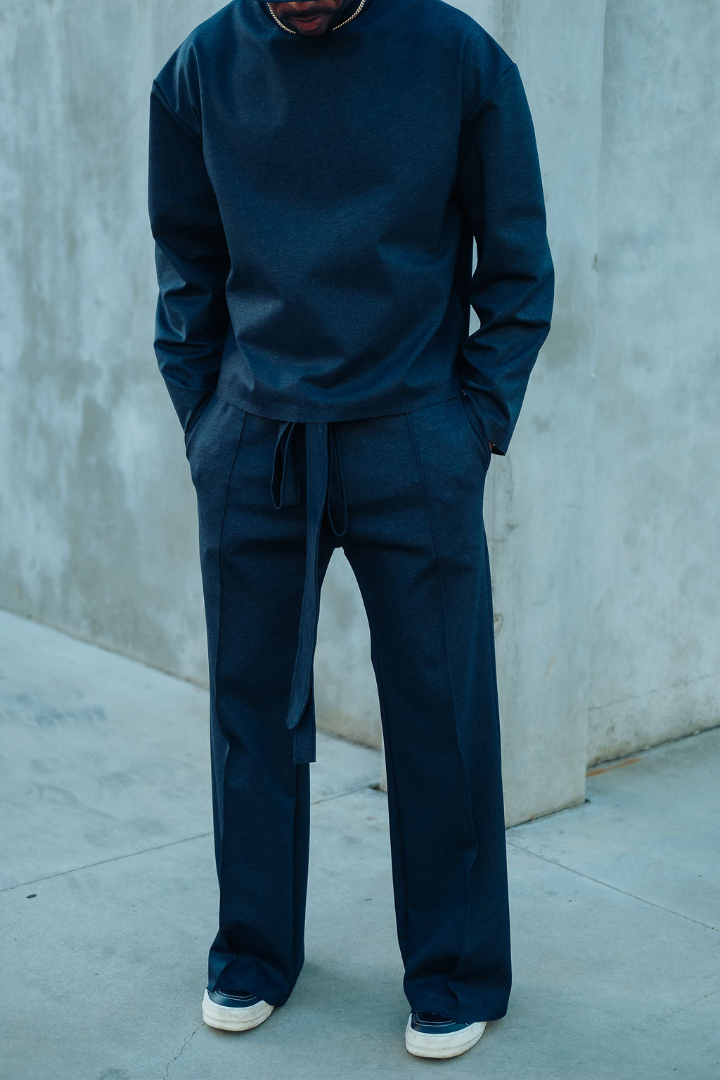Navy- Heavy Flared Pants
