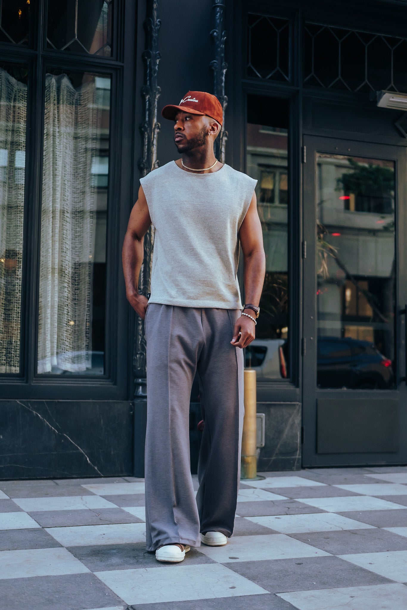 Elevated Knit Tank - Oatmeal / Grey