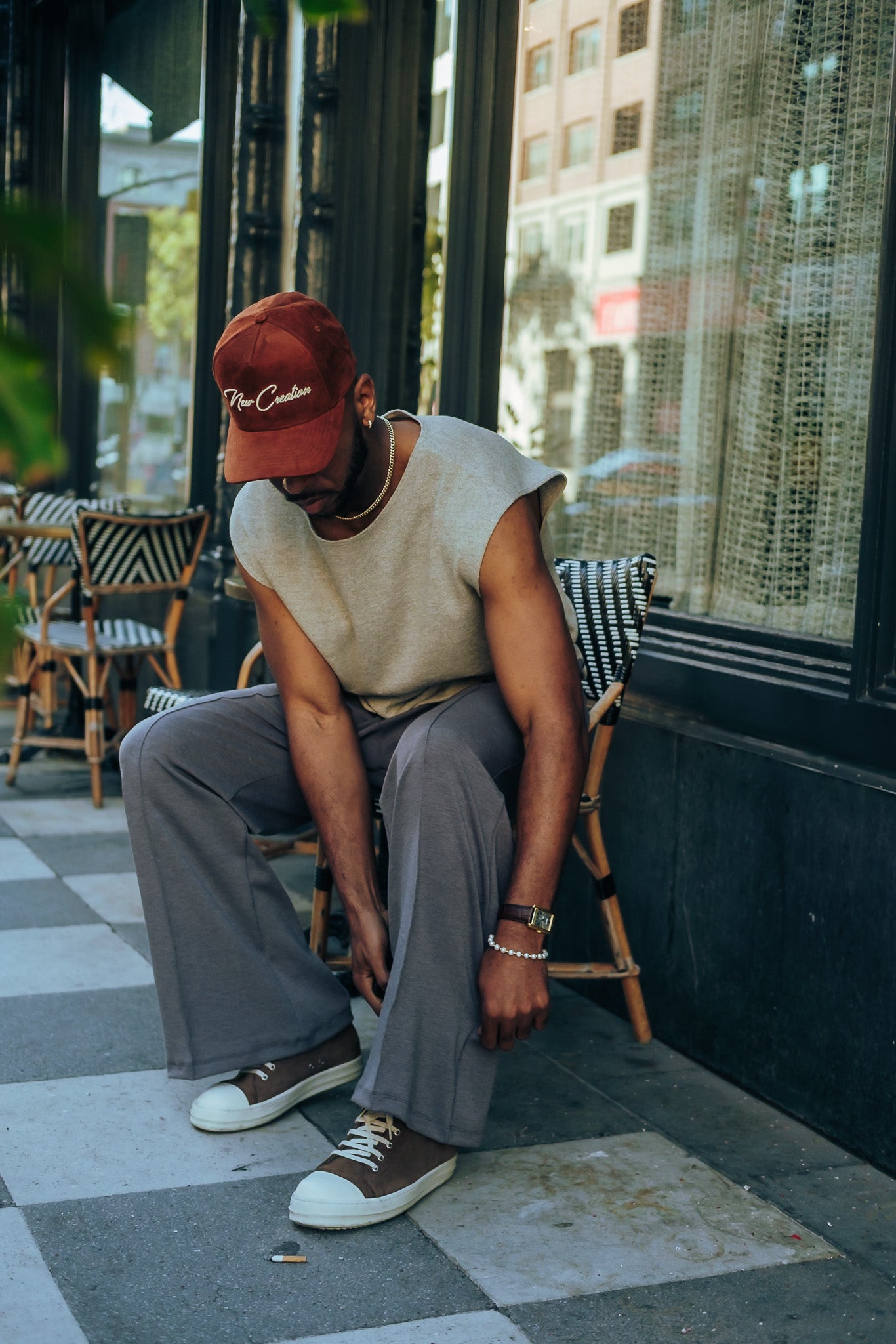 Elevated Knit Tank - Oatmeal / Grey