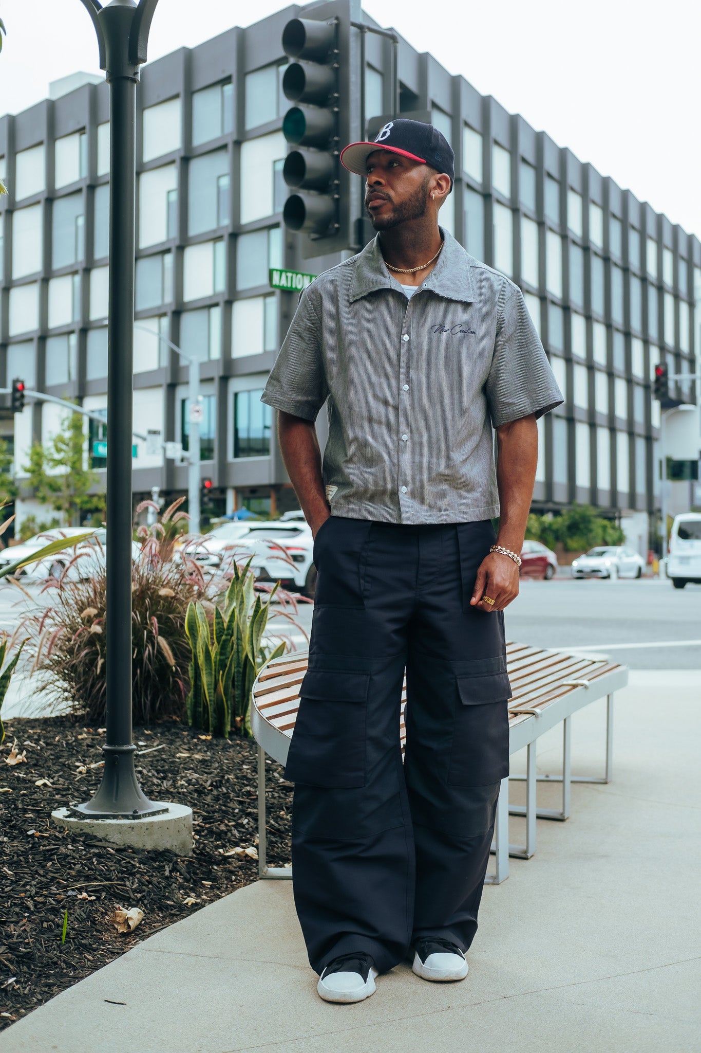 Grey Pinstripe Button Up