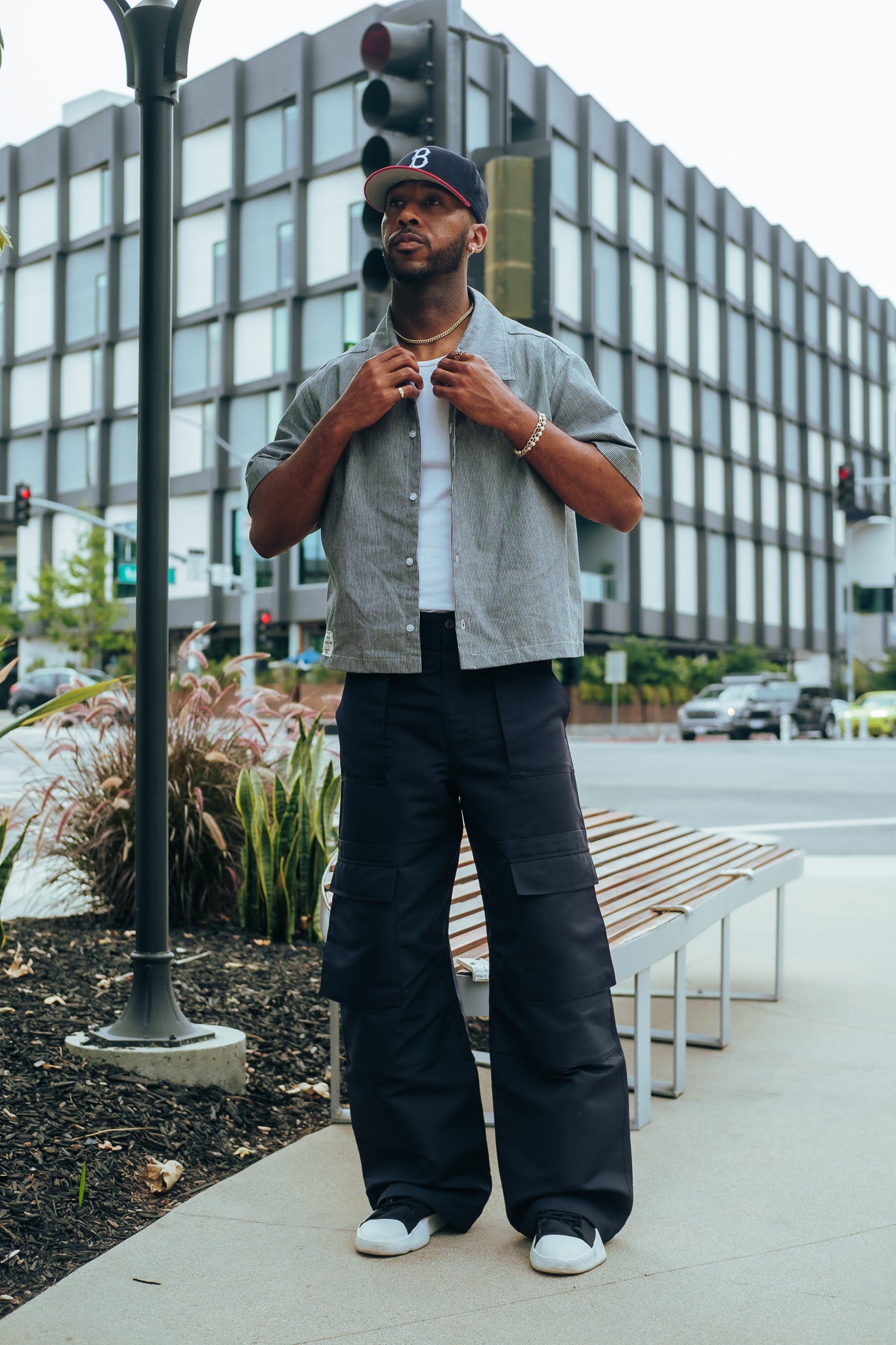 Grey Pinstripe Button Up