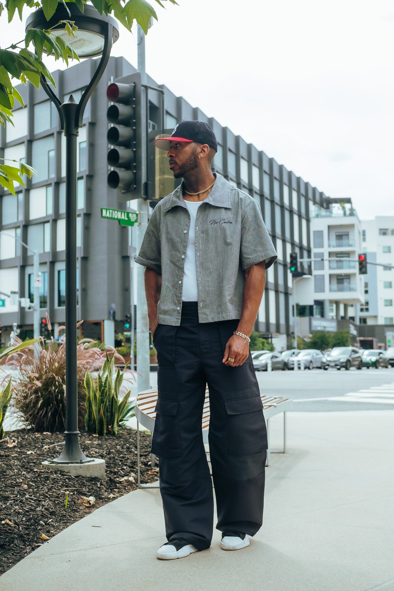 Grey Pinstripe Button Up