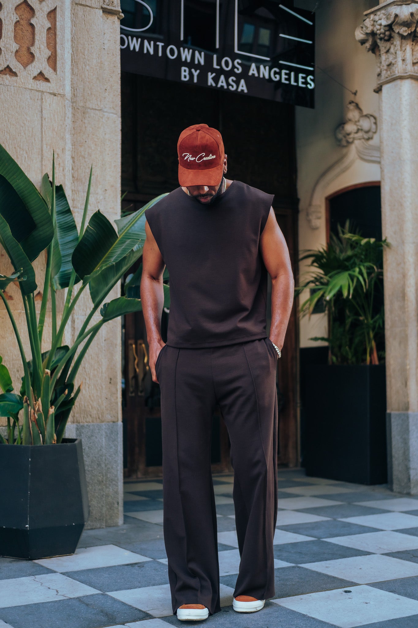Elevated Sleeveless Tank - Brown
