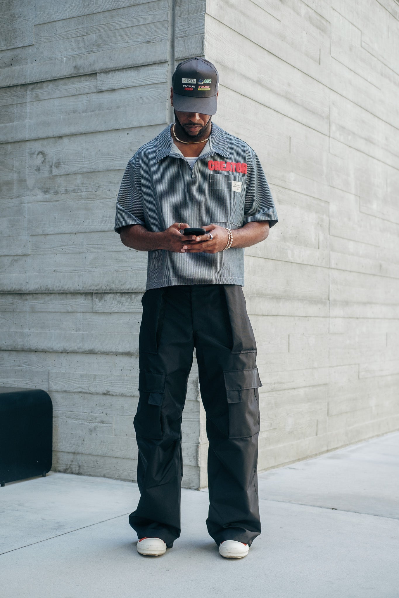 Navy Pinstripe "Creator" QTR Zip Shirt