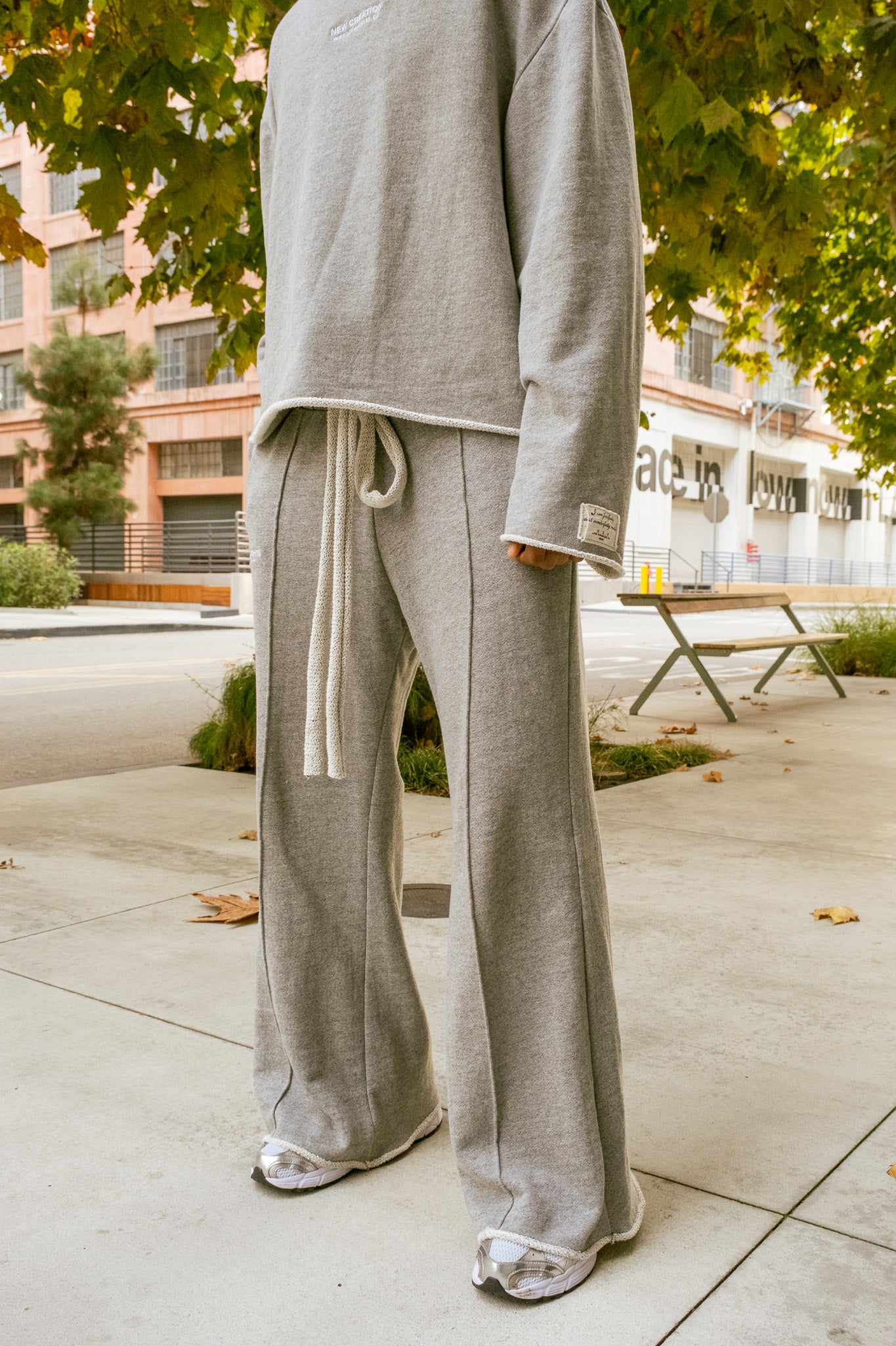Oversized Heavy Terry Mock neck- Heather Grey