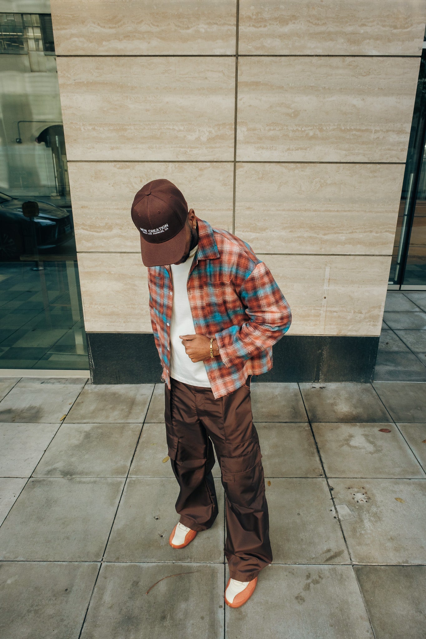 Cotton Flannel - Orange Blue