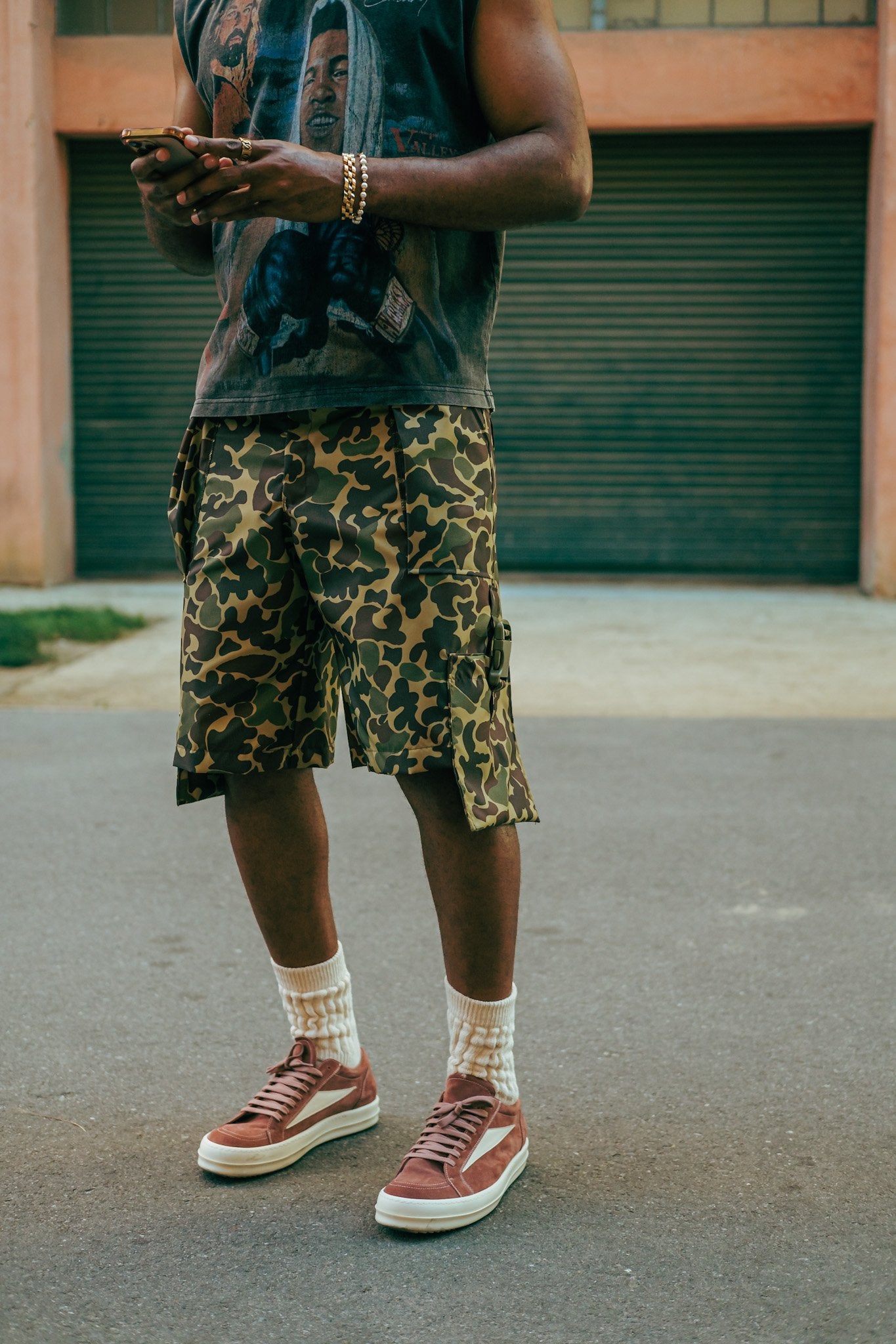 Nylon Camo Shorts