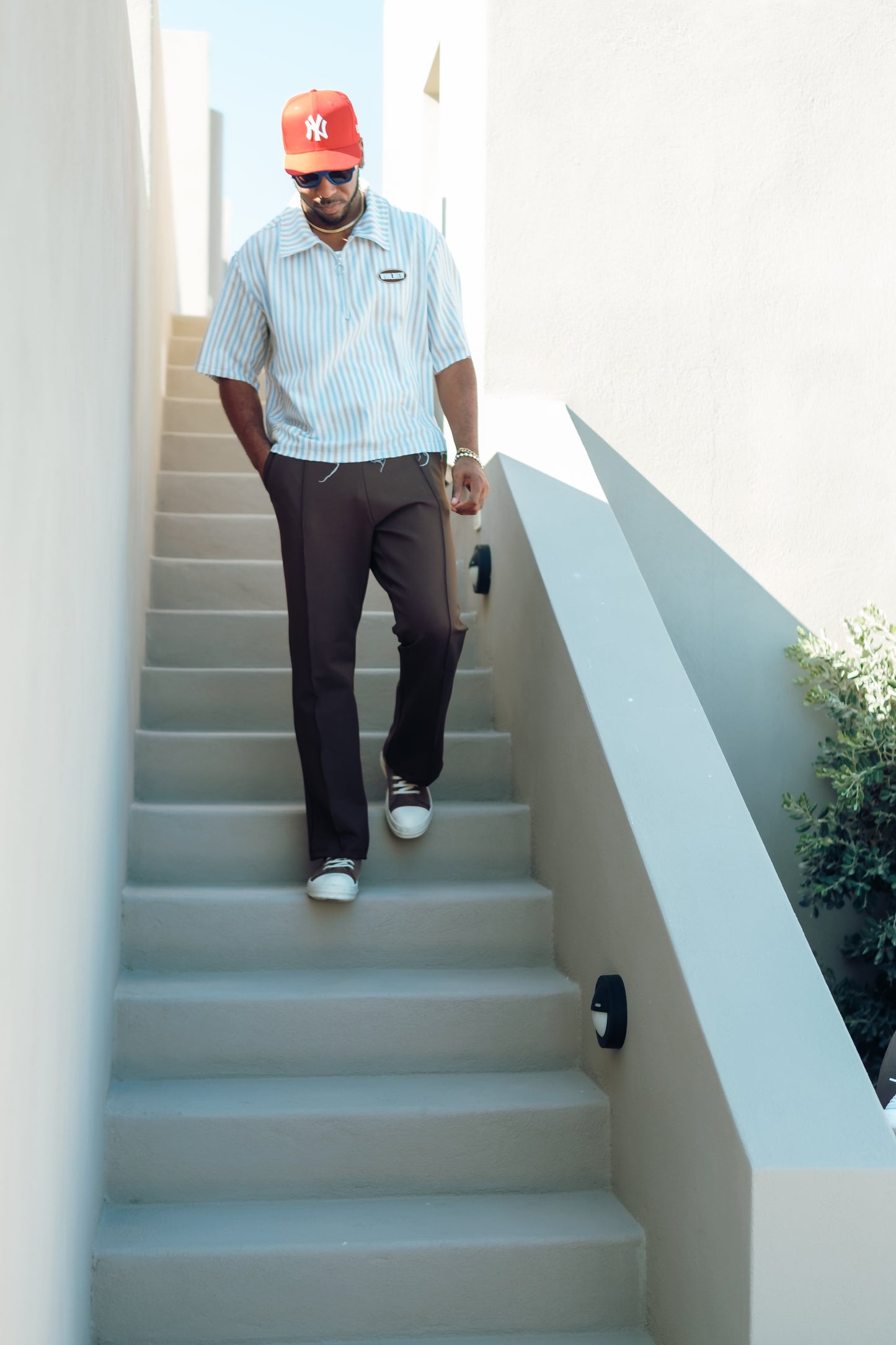 QTR Zip Costal Blue Stripe