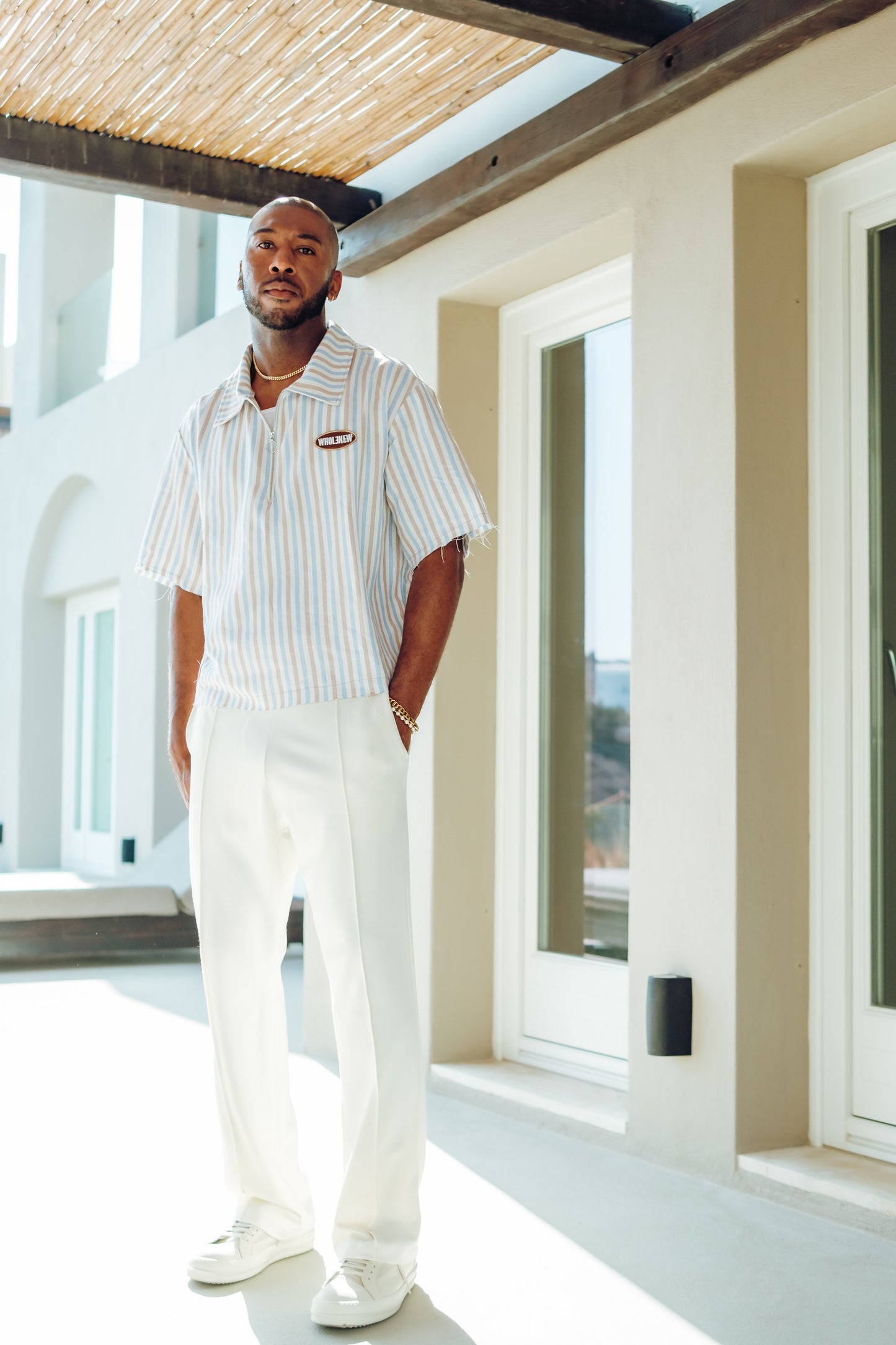 QTR Zip Costal Blue Stripe