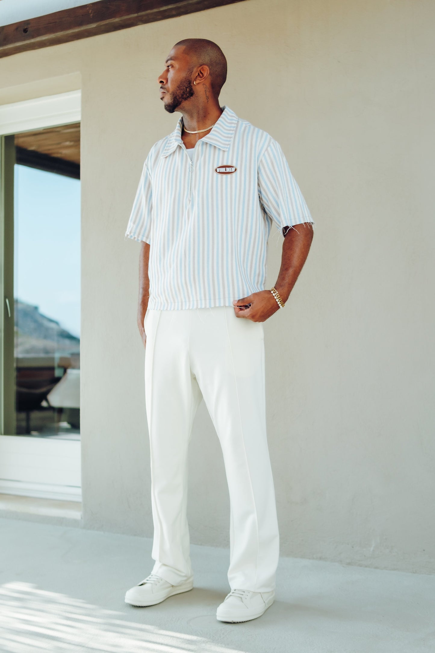 QTR Zip Coastal Blue Stripe