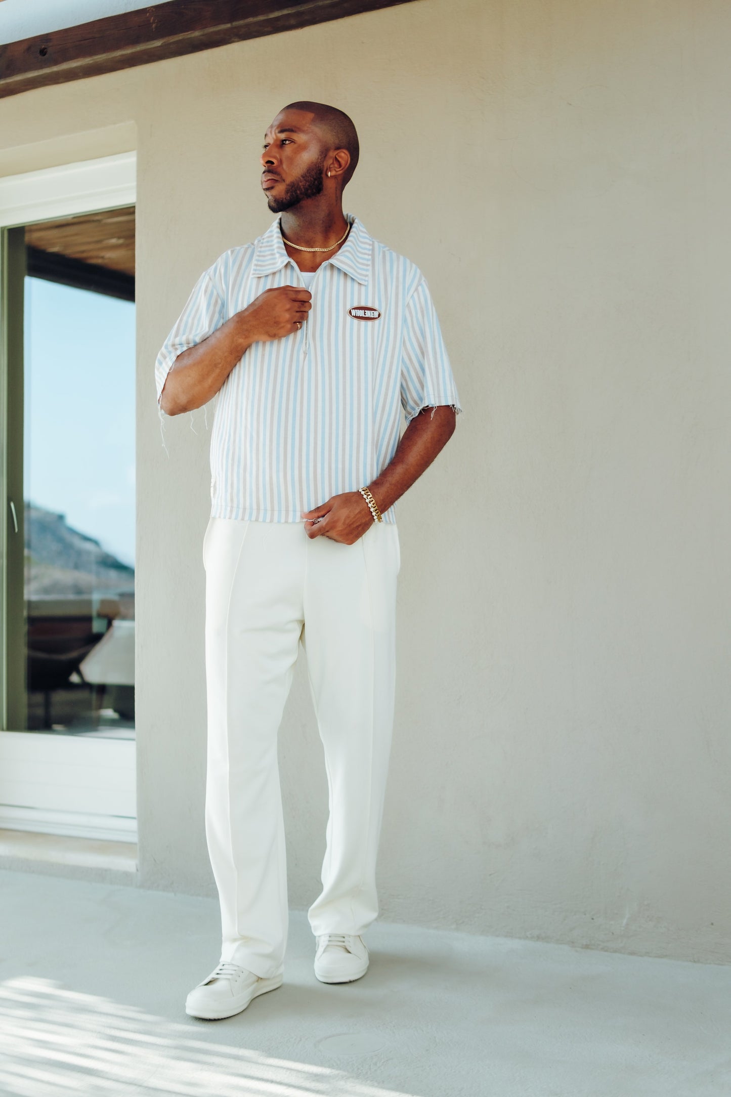 QTR Zip Costal Blue Stripe