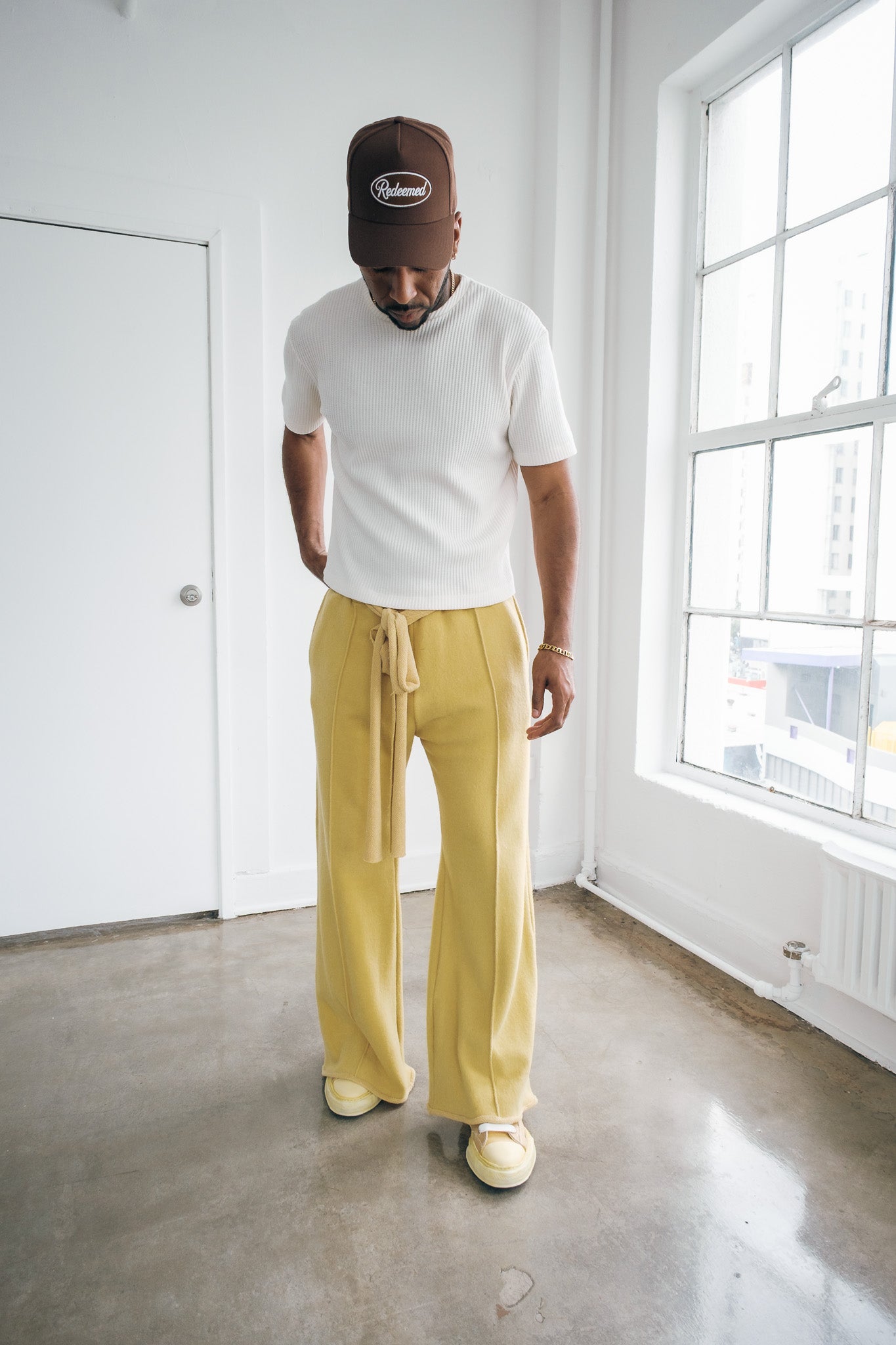 Wool Flare Pants - Pastel Yellow
