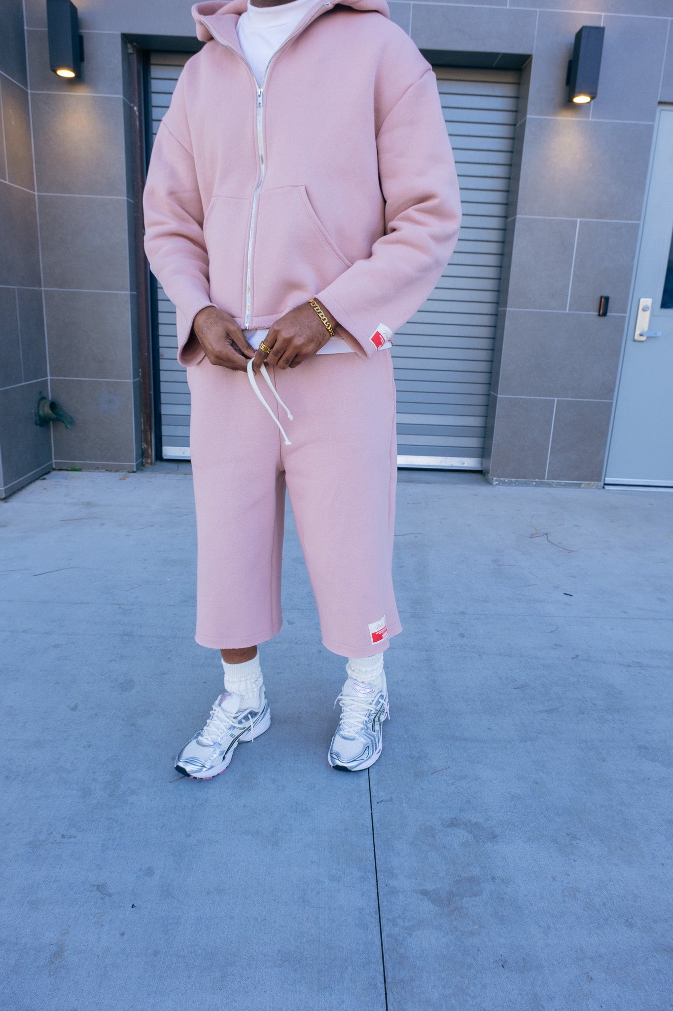 Premium Cotton Cropped Zip Hoodie- Mauve