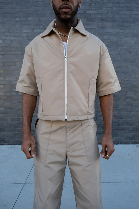 Oversized Nylon Puffer Zip - Sand (limited)