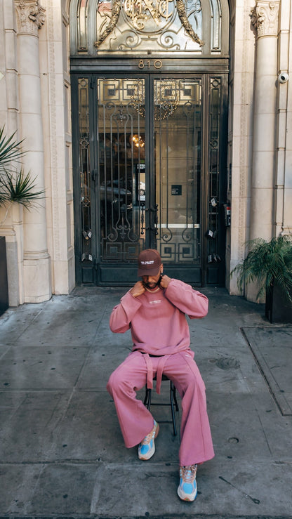 Terry Flare Pants- Mauve (Garment Dyed)
