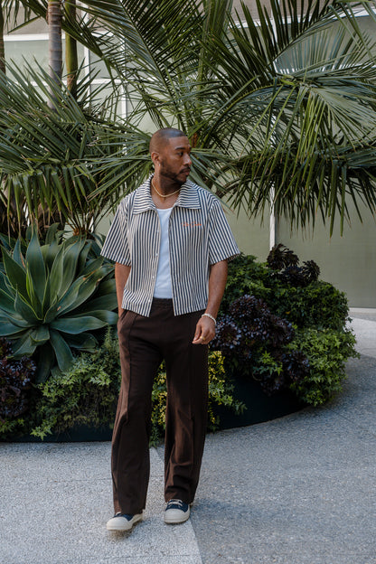 Navy Stripe Button Up