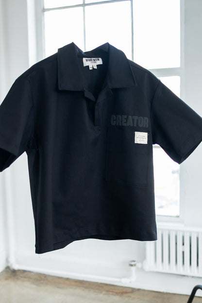 Black "Creator" Placket Shirt