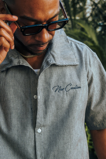 Grey Pinstripe Button Up