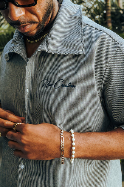 Grey Pinstripe Button Up