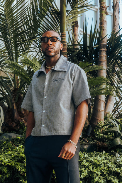 Grey Pinstripe Button Up