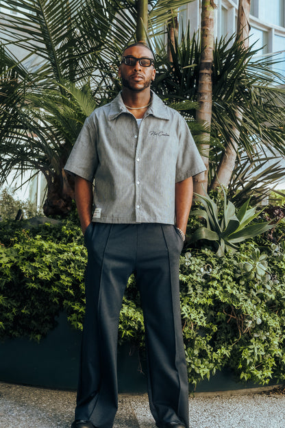 Grey Pinstripe Button Up