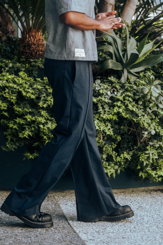 Navy- Heavy Flared Pants