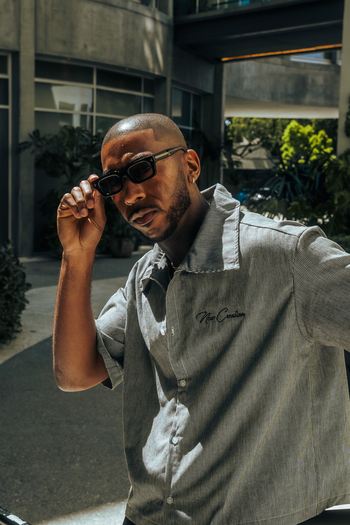 Grey Pinstripe Button Up