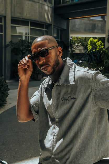 Grey Pinstripe Button Up