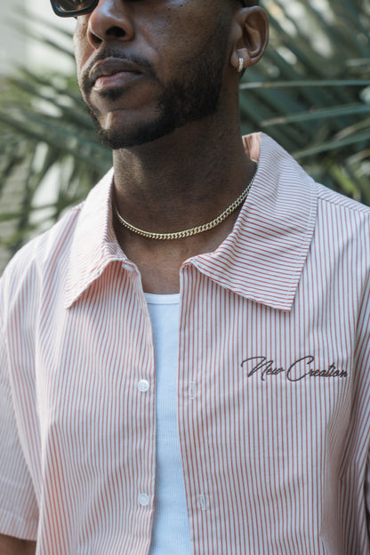 Red Pinstripe Button Up