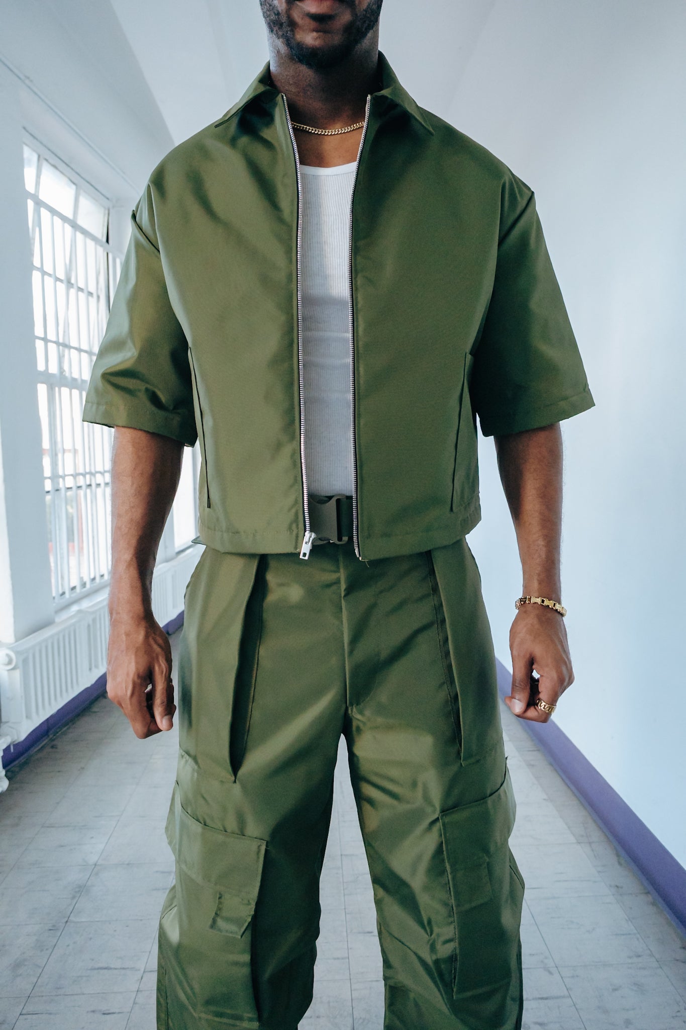 Oversized Nylon Puffer Zip - Olive