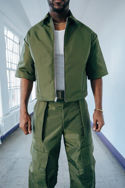 Oversized Nylon Puffer Zip - Olive