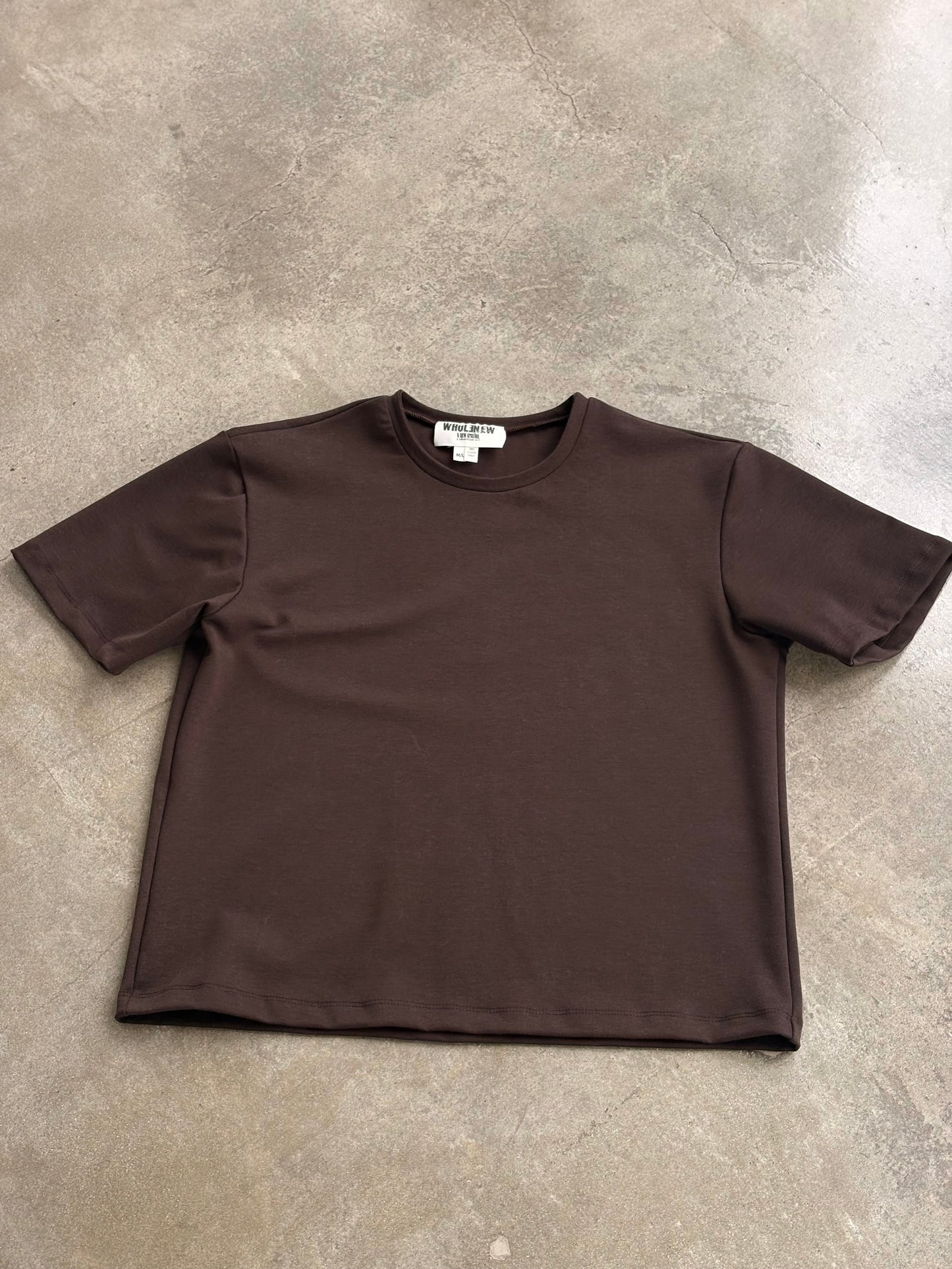 Slim Cropped Tee - Brown