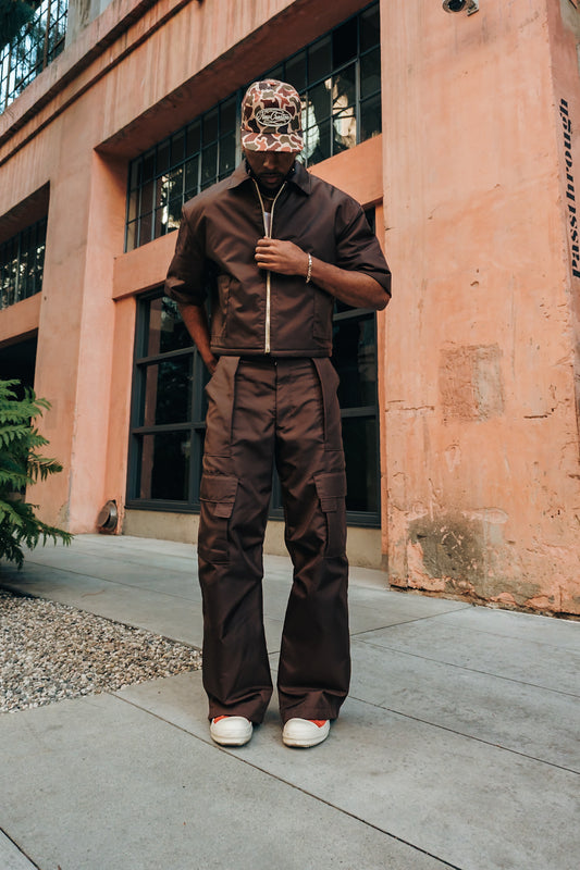 Oversized Nylon Puffer Zip - Brown